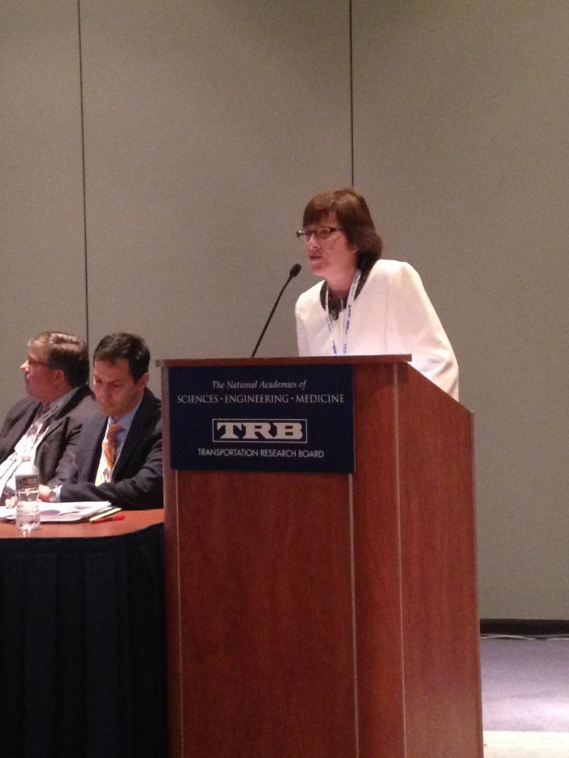 Jayne Knott presenting research on the effects of sea-level rise on groundwater